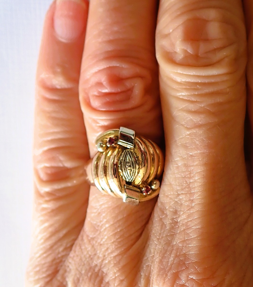 Art Deco Ring In Rose And White 18-carat Gold