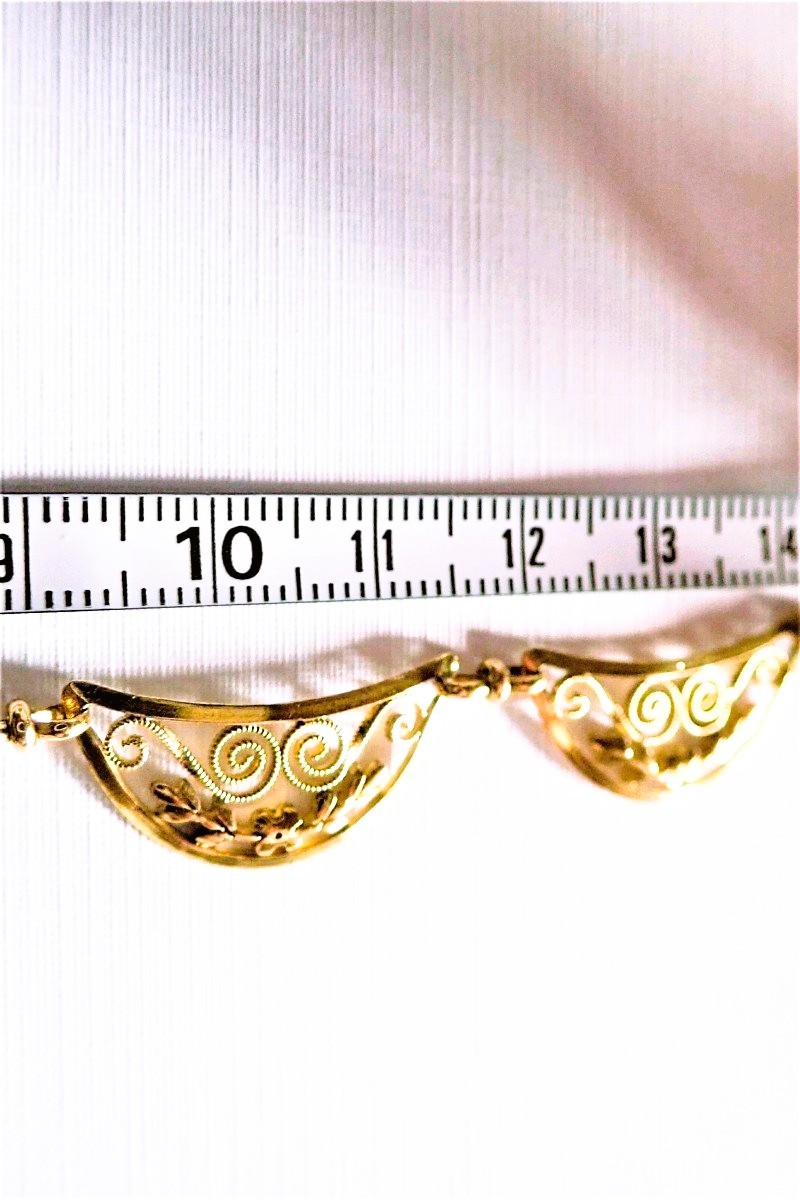 Collier draperie maille filigrane  en or 18 carats-photo-2