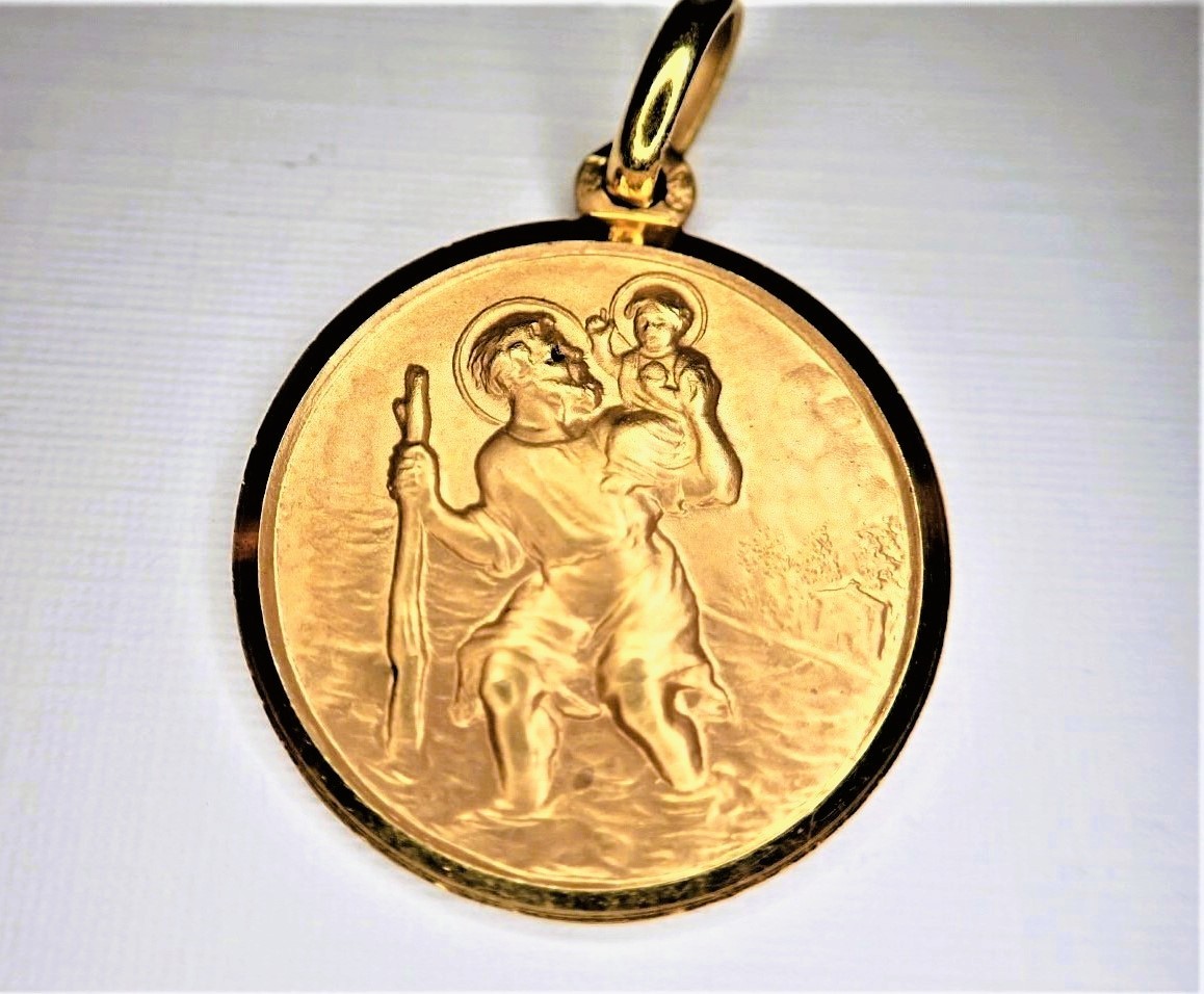 Saint Christopher Medal In Solid 750/1000th Gold