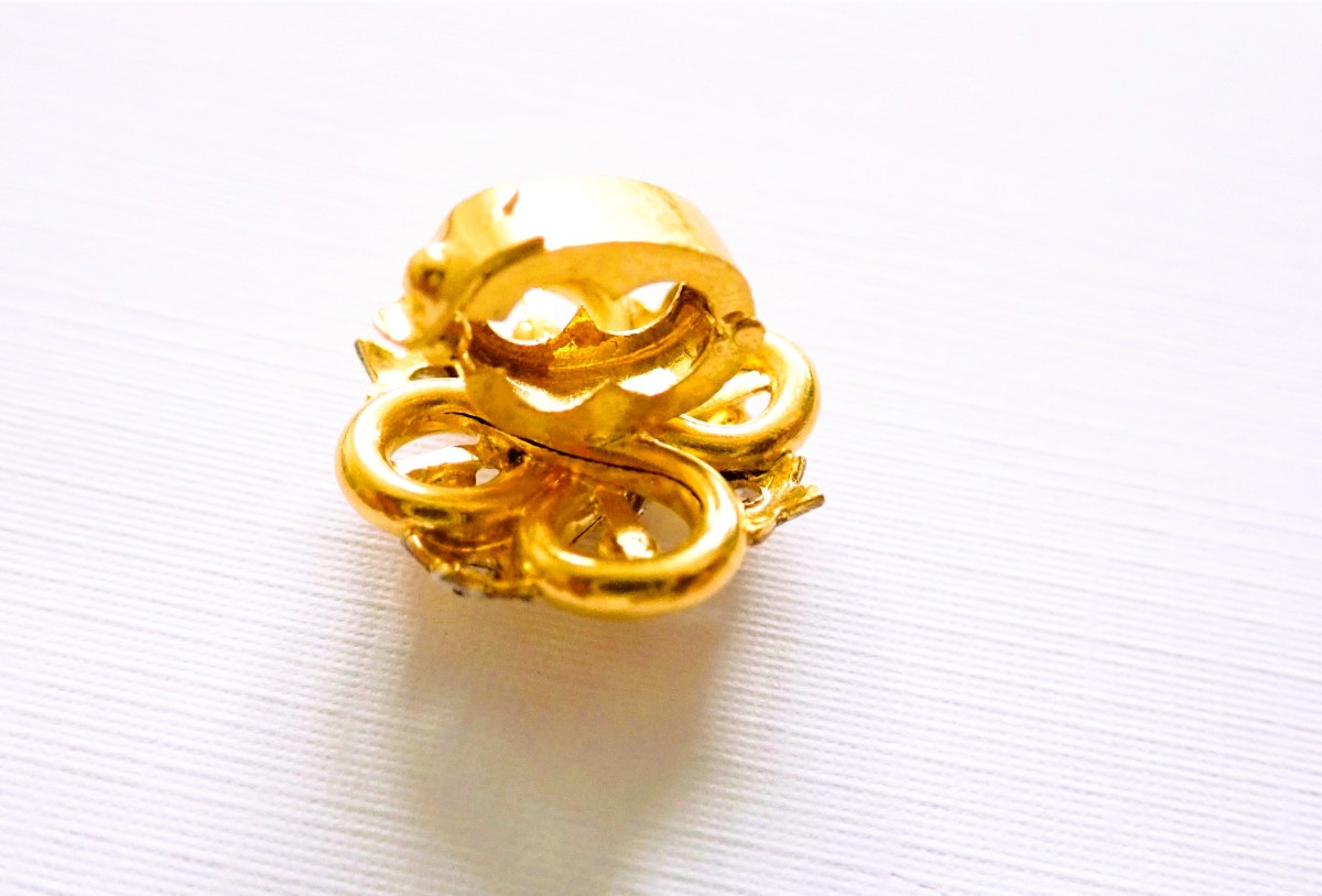 Napoleon III coulisseau or 18 carats serti de diamants et perles-photo-2