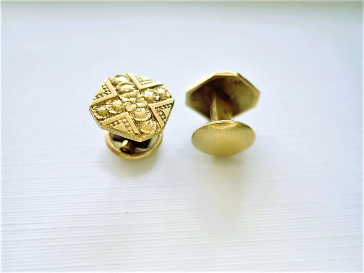 Boutons de cols et de plastrons Napoleon III  or 18 carats-photo-3