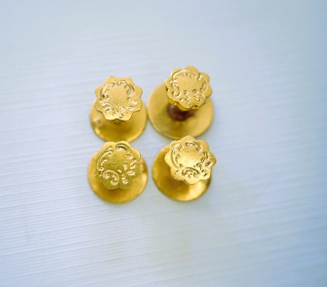 Boutons de cols et de plastrons Napoleon III  or 18 carats-photo-5