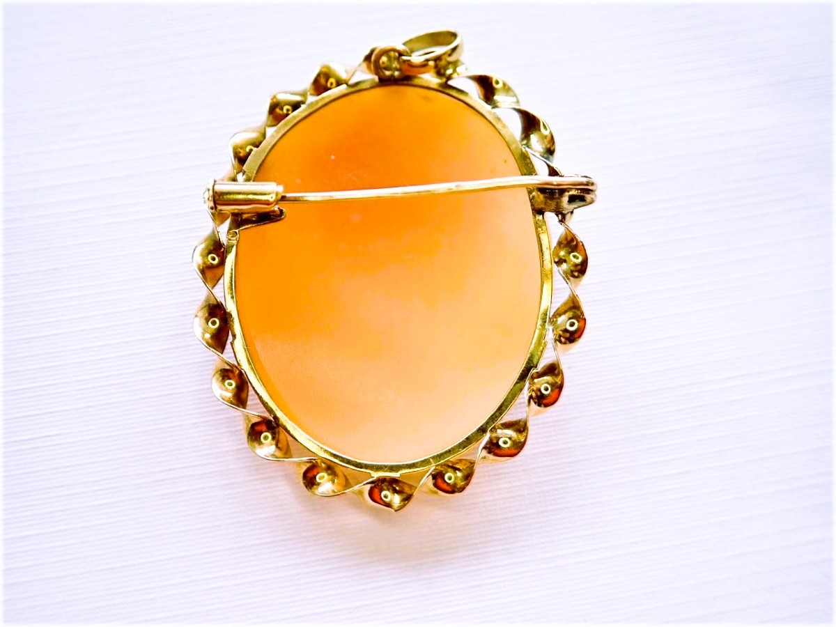 18-carat Gold Cameo Pendant And Brooch-photo-2