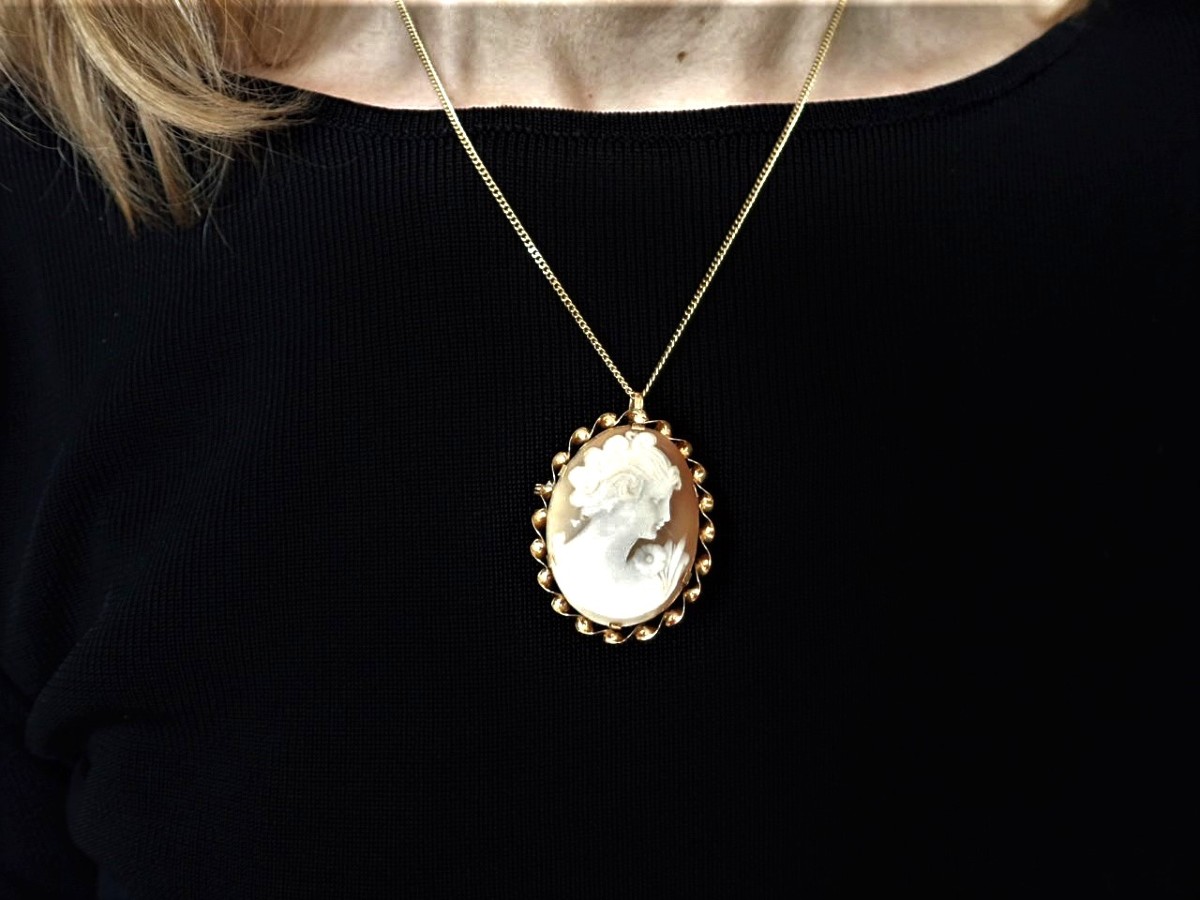 18-carat Gold Cameo Pendant And Brooch-photo-3