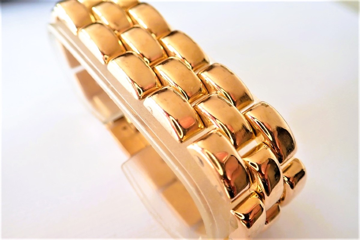Art Déco bracelet Tank mailles godronnées or 18 carats