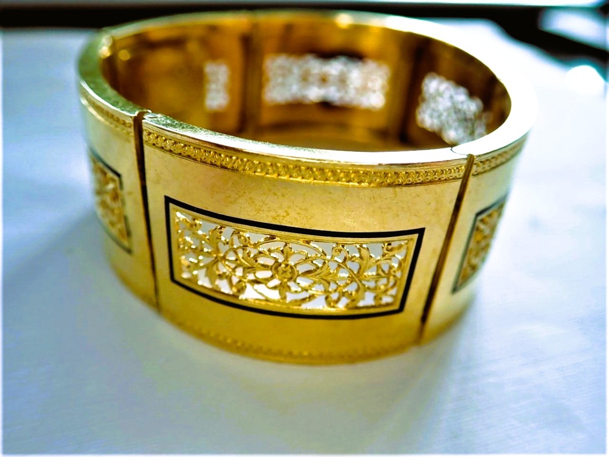 Art Deco Articulated Bracelet In 18-carat Gold-photo-2