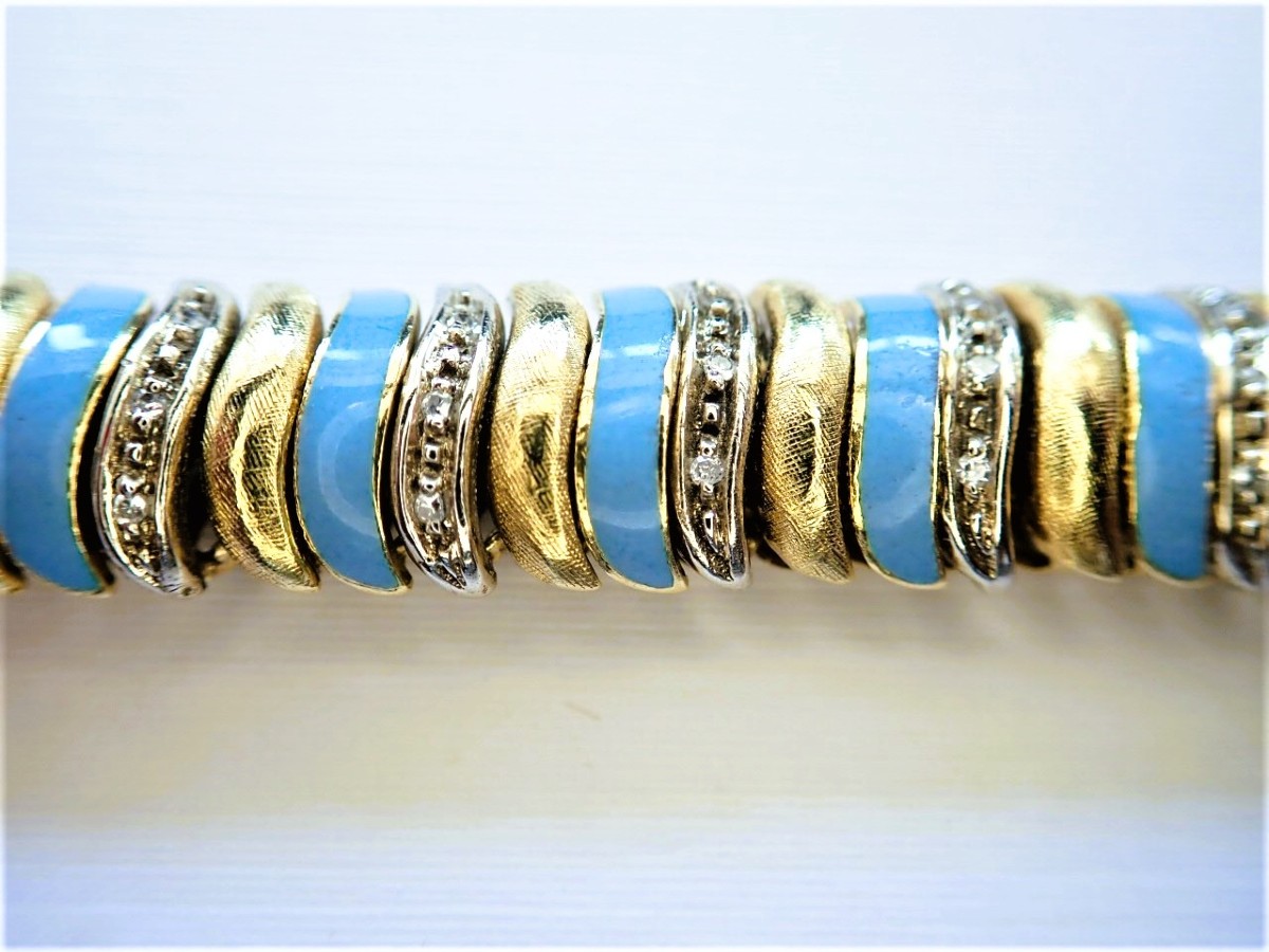 Art Deco Diamond And Enamel Bracelet-photo-3