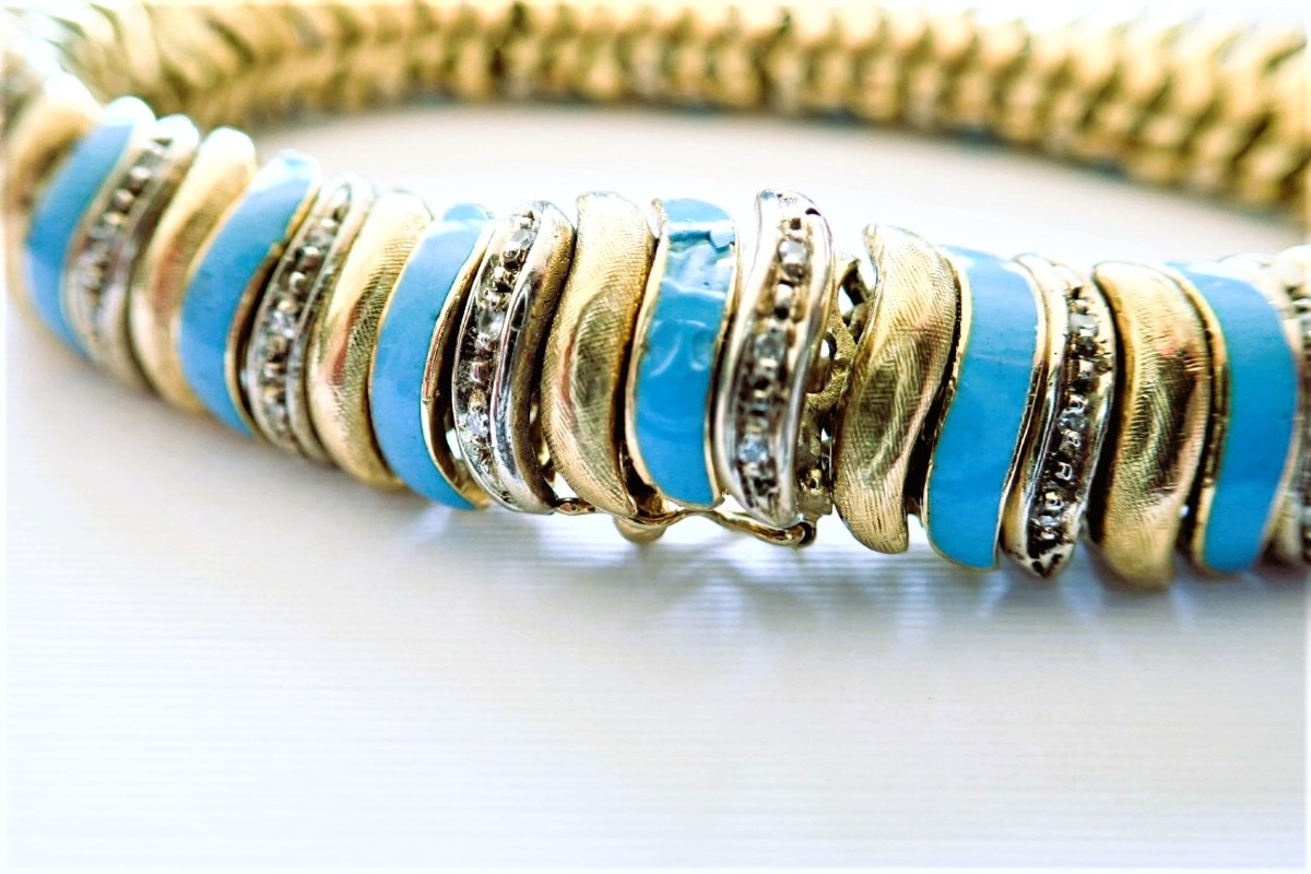 Art Deco Diamond And Enamel Bracelet-photo-1