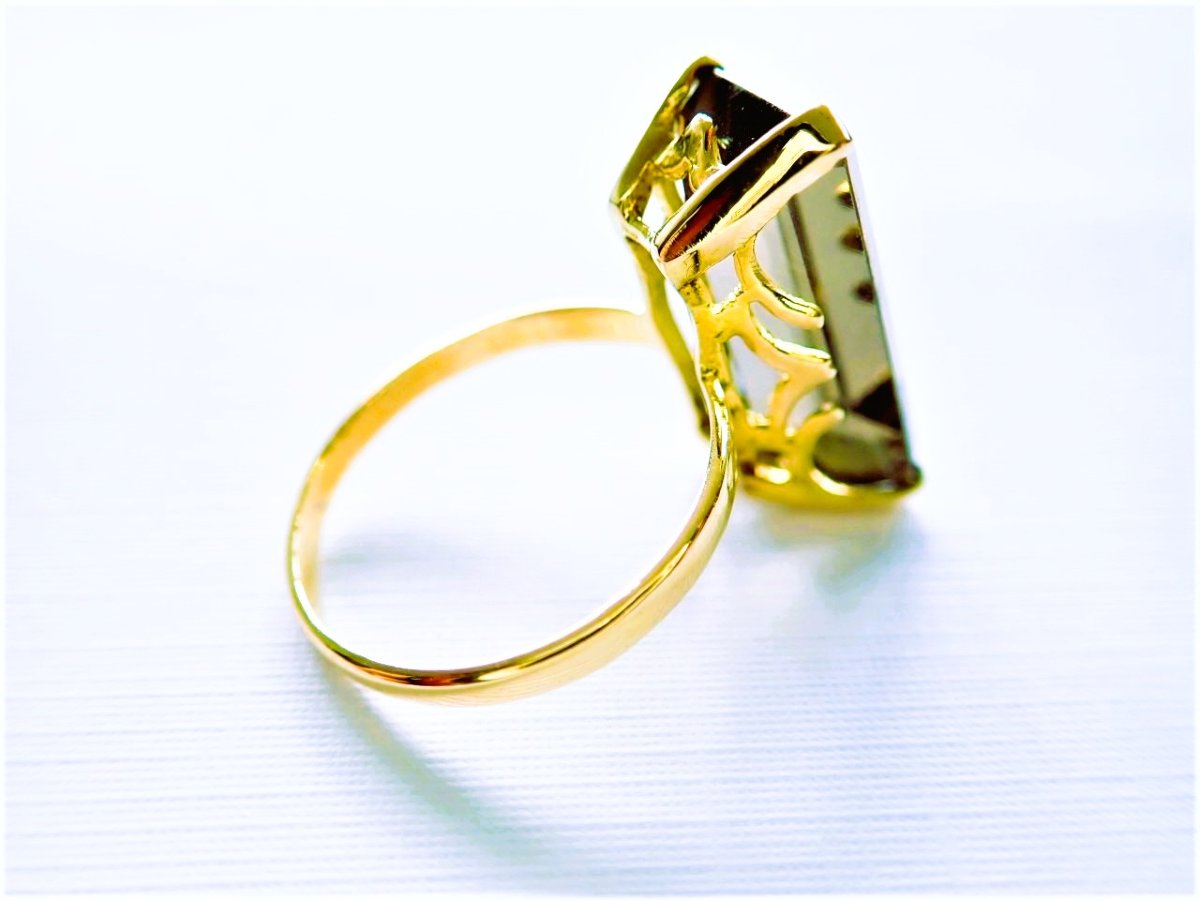 Bague quartz fumé or 18 carats-photo-2