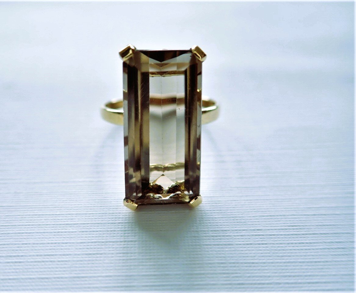 Bague quartz fumé or 18 carats-photo-3