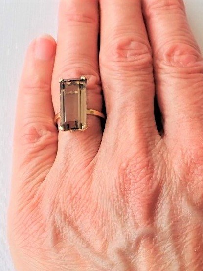 Bague quartz fumé or 18 carats