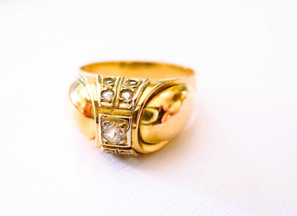 Art deco bague or 18 carats