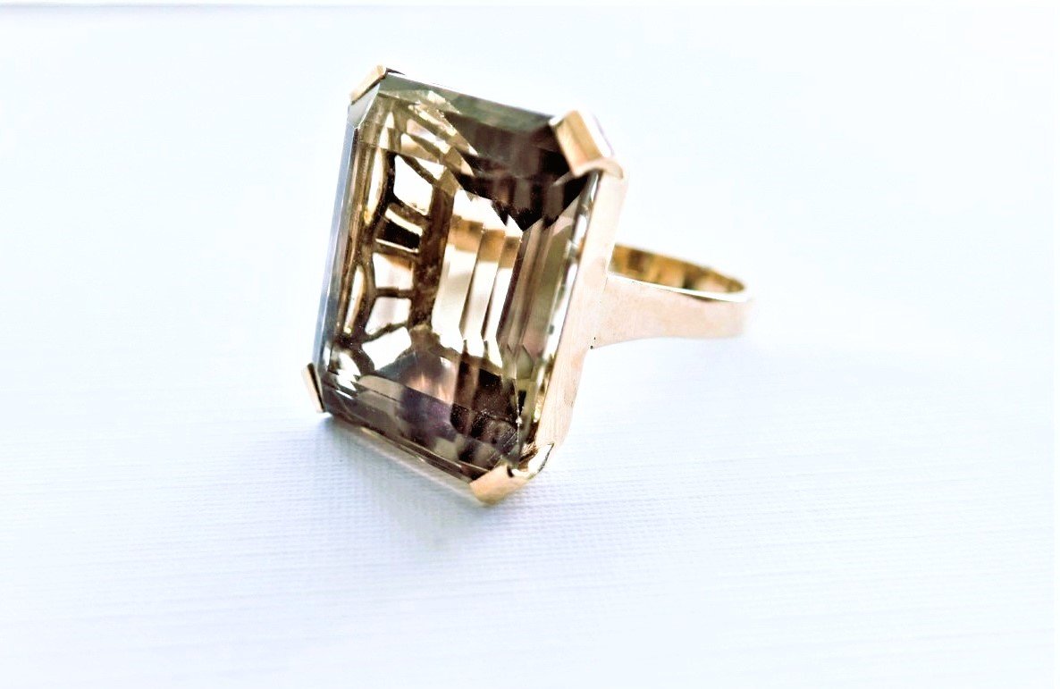 Bague quartz fumé or 18 carats-photo-2