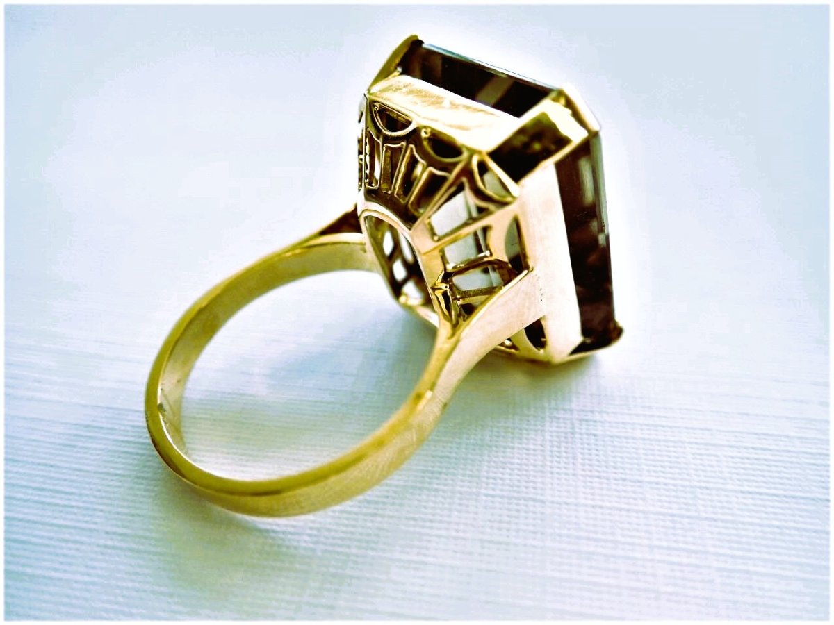 Bague quartz fumé or 18 carats-photo-3