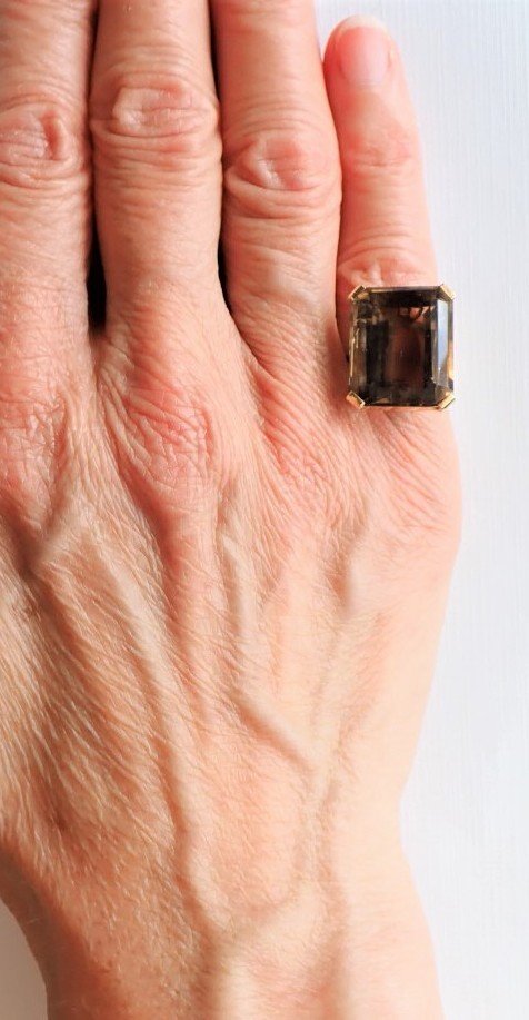 Bague quartz fumé or 18 carats