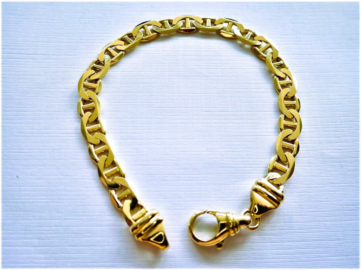 Bracelet massif maille marine or 18 carats-photo-2