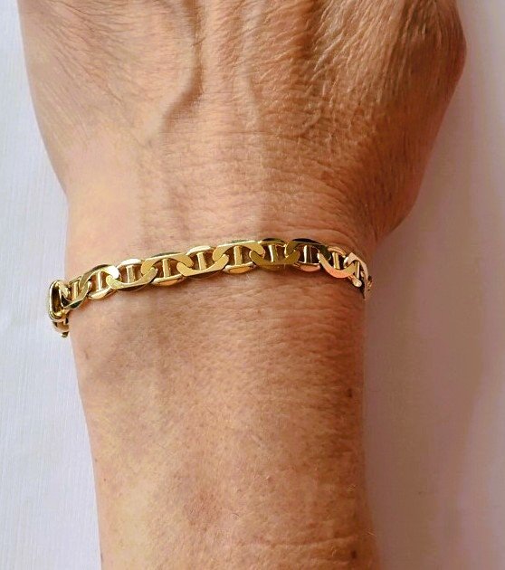 Bracelet massif maille marine or 18 carats-photo-3