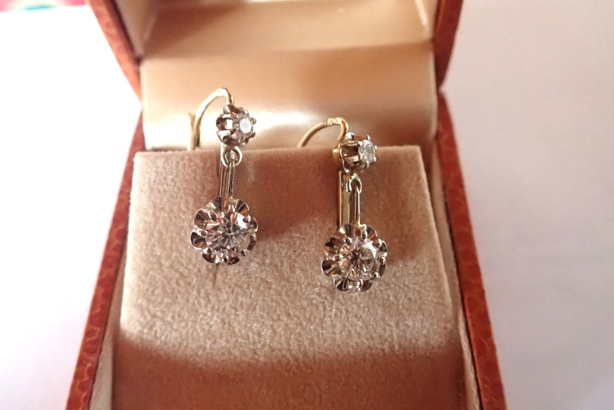 18-karat Yellow And White Gold Diamond Hoop Earrings-photo-2