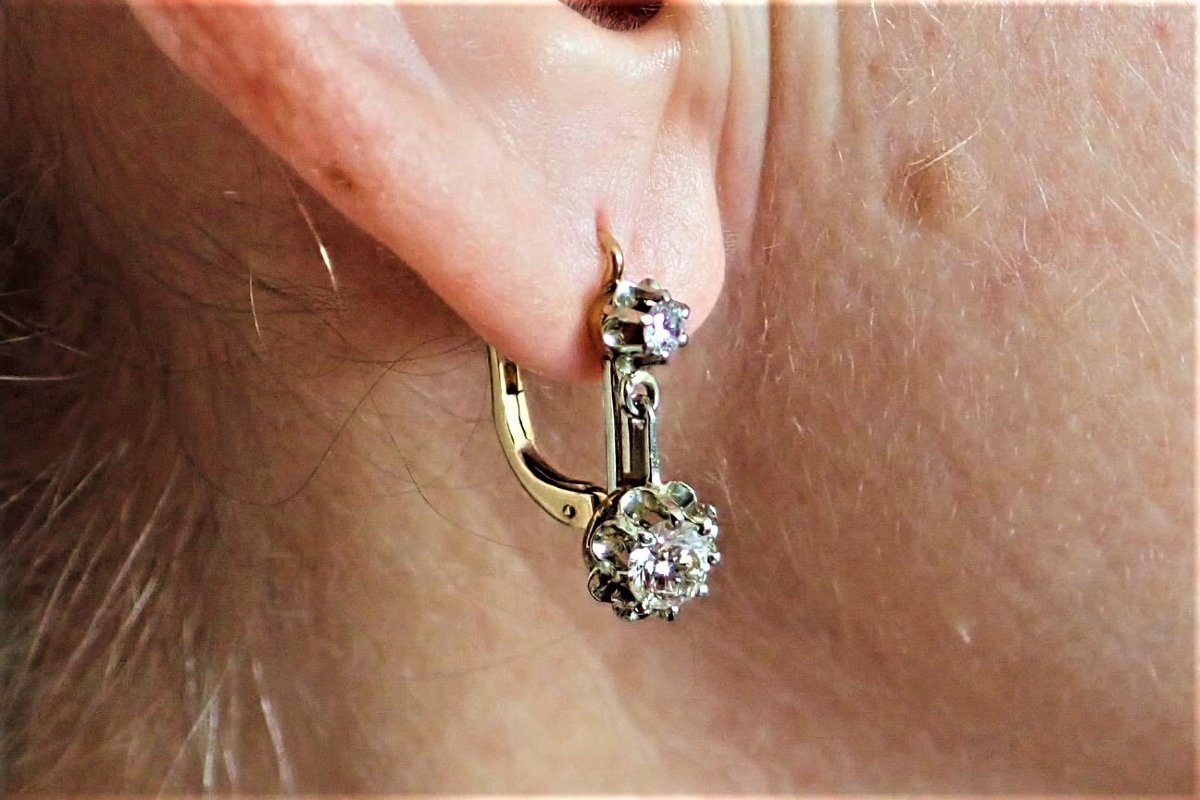 18-karat Yellow And White Gold Diamond Hoop Earrings-photo-3