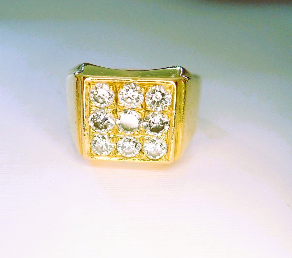 Solid 18-karat Gold Signet Ring Set With Diamonds