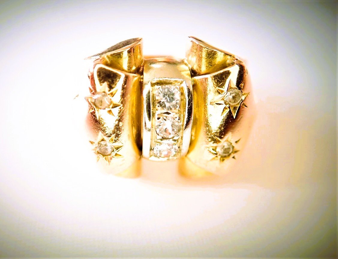Bague Tank Art Déco or 18 carats-photo-2