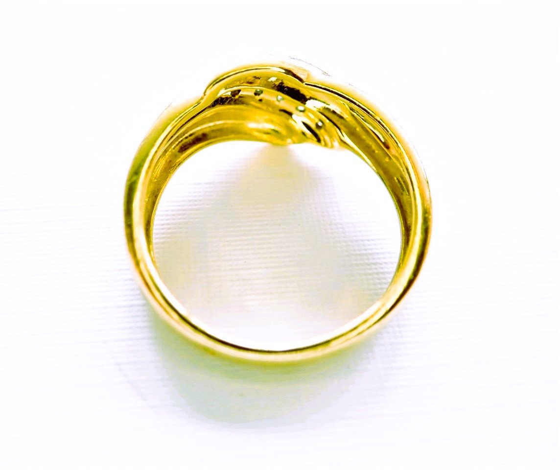bague godrons or 18 carats sertie de diamants-photo-4