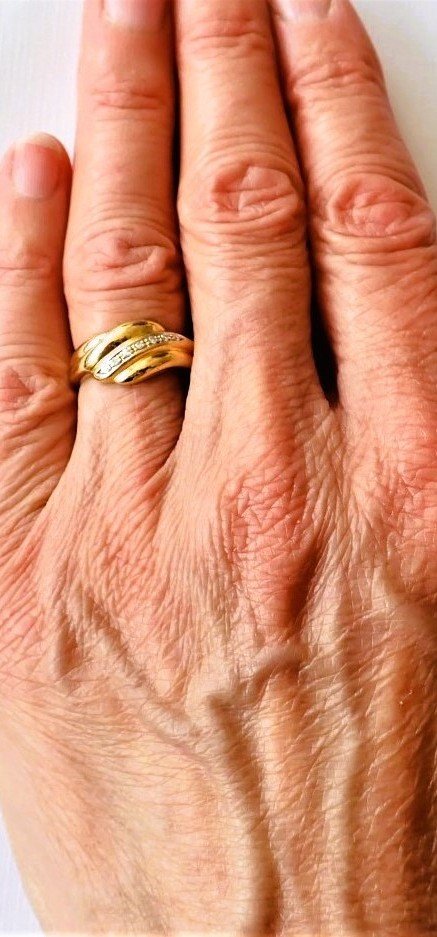 bague godrons or 18 carats sertie de diamants-photo-1