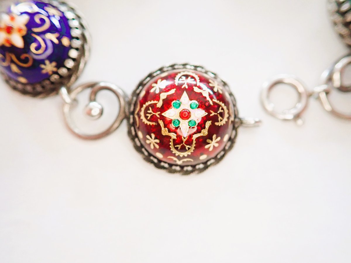 Bracelet motifs émaillés en argent-photo-1