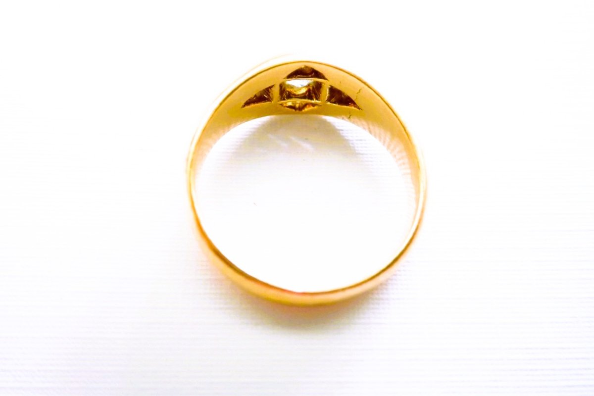 Bague or rose Napoleon III sertie de diamants -photo-3