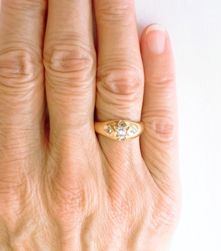Bague or rose Napoleon III sertie de diamants -photo-4