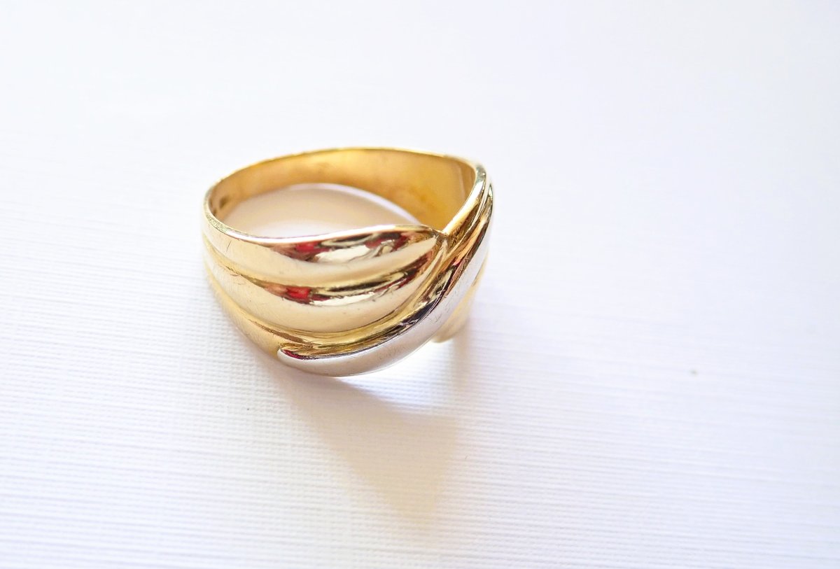 Bague godrons bicolore en or 18 carats-photo-2