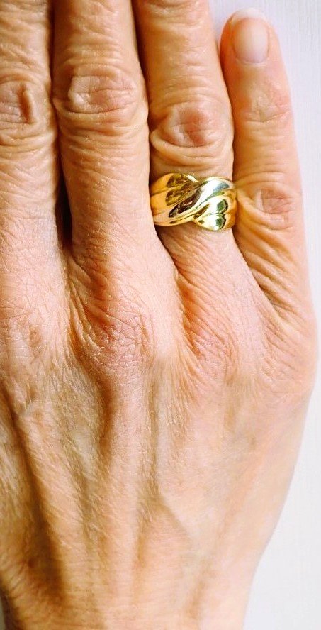 Bague godrons bicolore en or 18 carats-photo-3