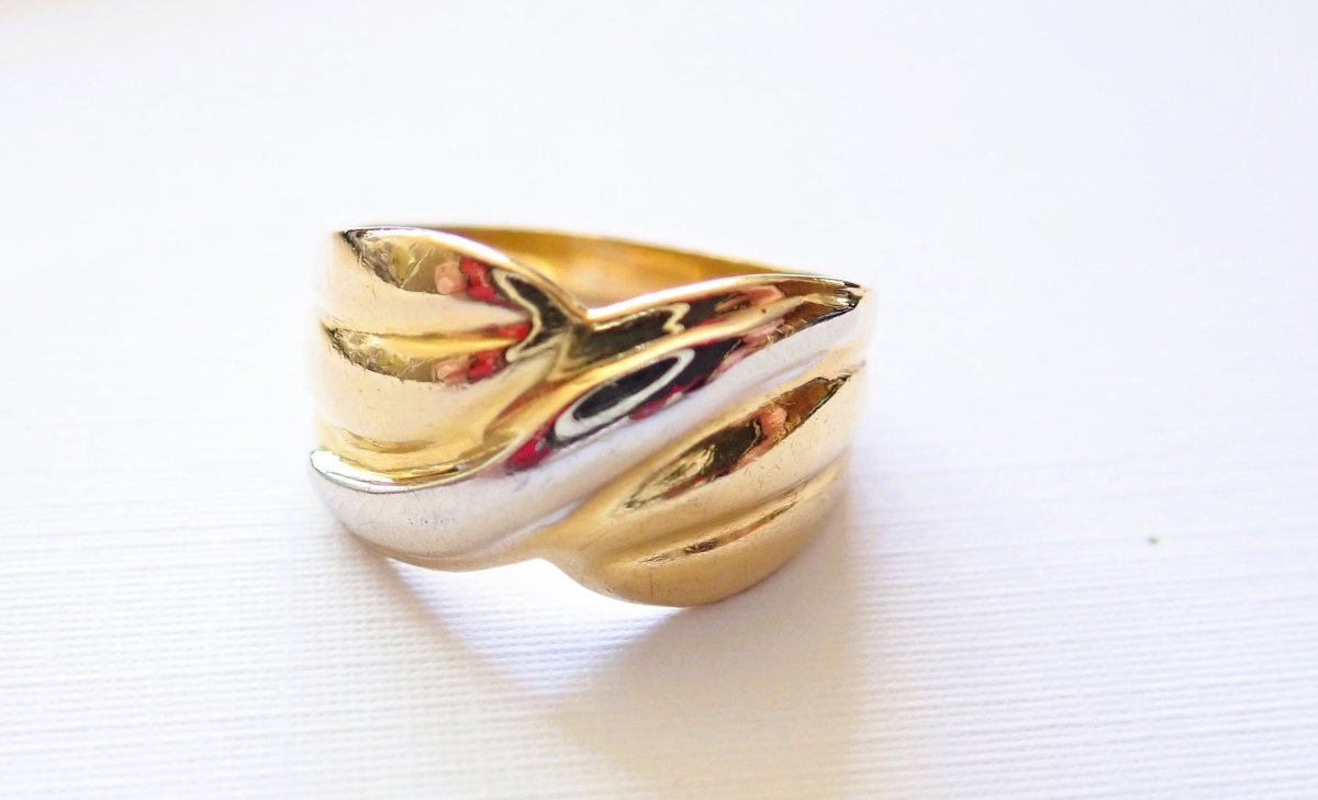 Bague godrons bicolore en or 18 carats
