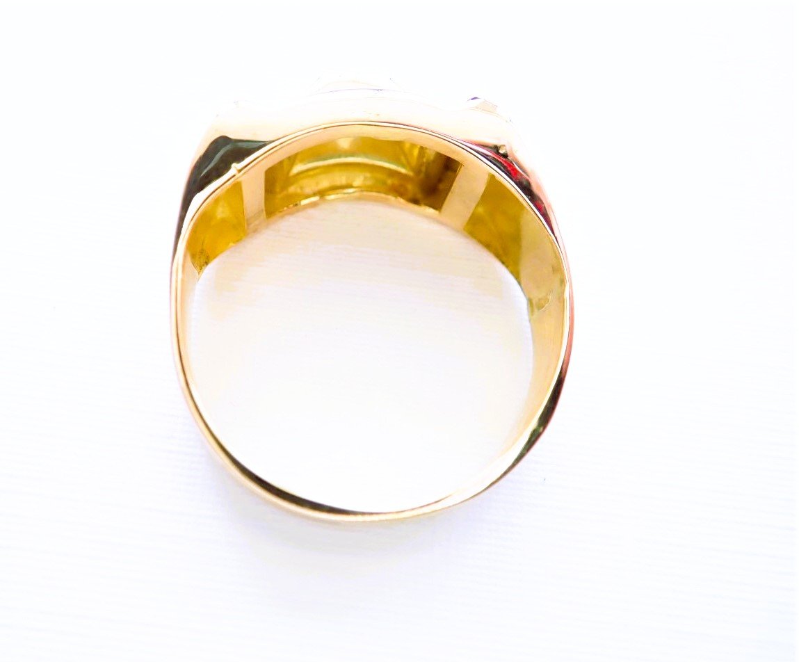 Bague Tank Art Déco sertie d'un diamant  or 18 carats-photo-2