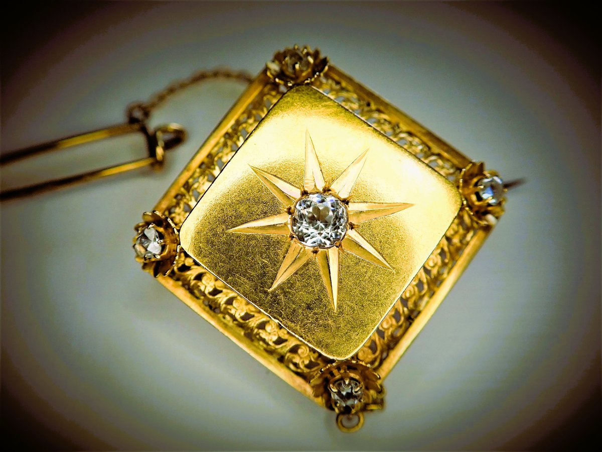 Art déco broche en or 18 carats sertie de diamants