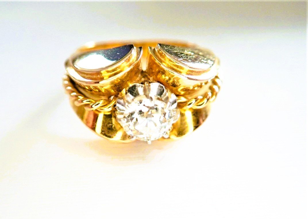 Art Deco Tank Ring, 18-karat Gold, Set With A Diamond-photo-2