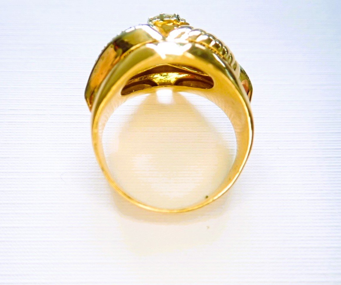 Art Deco Ring Set With Diamonds, 18-karat Gold-photo-4