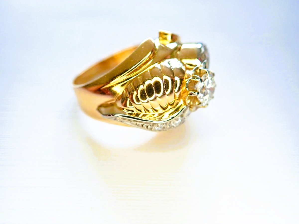Art Deco Ring Set With Diamonds, 18-karat Gold