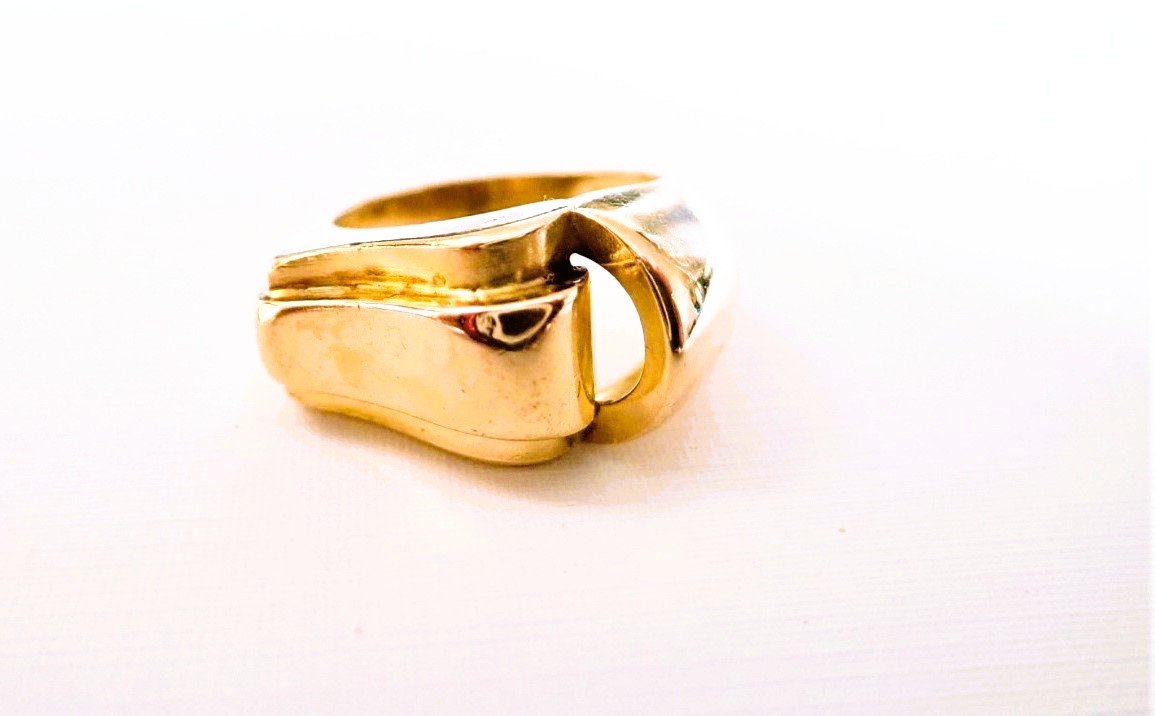 Bague asymétrique art Déco   or rose 18 carats-photo-3