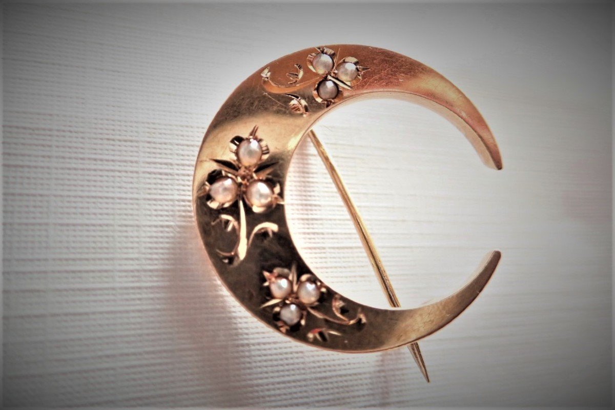 Brooch End XIXth Fine Pearls 18k Rose Gold