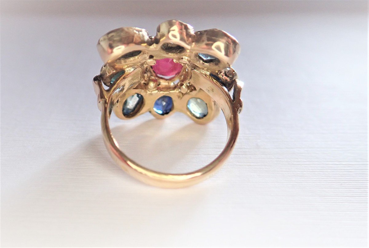 18k Gold Ruby And Sapphires Ring-photo-3