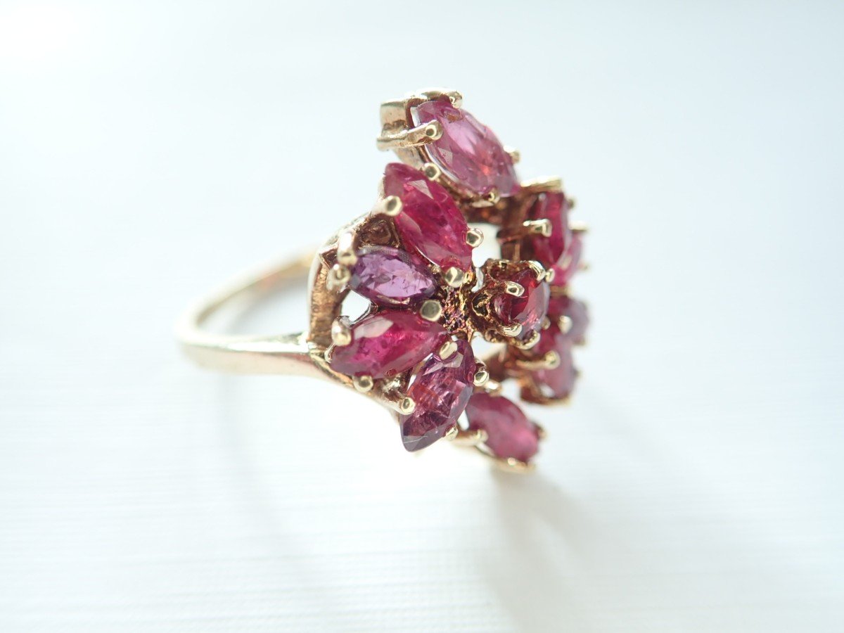 Gold Navette Cut Ruby Ring-photo-2