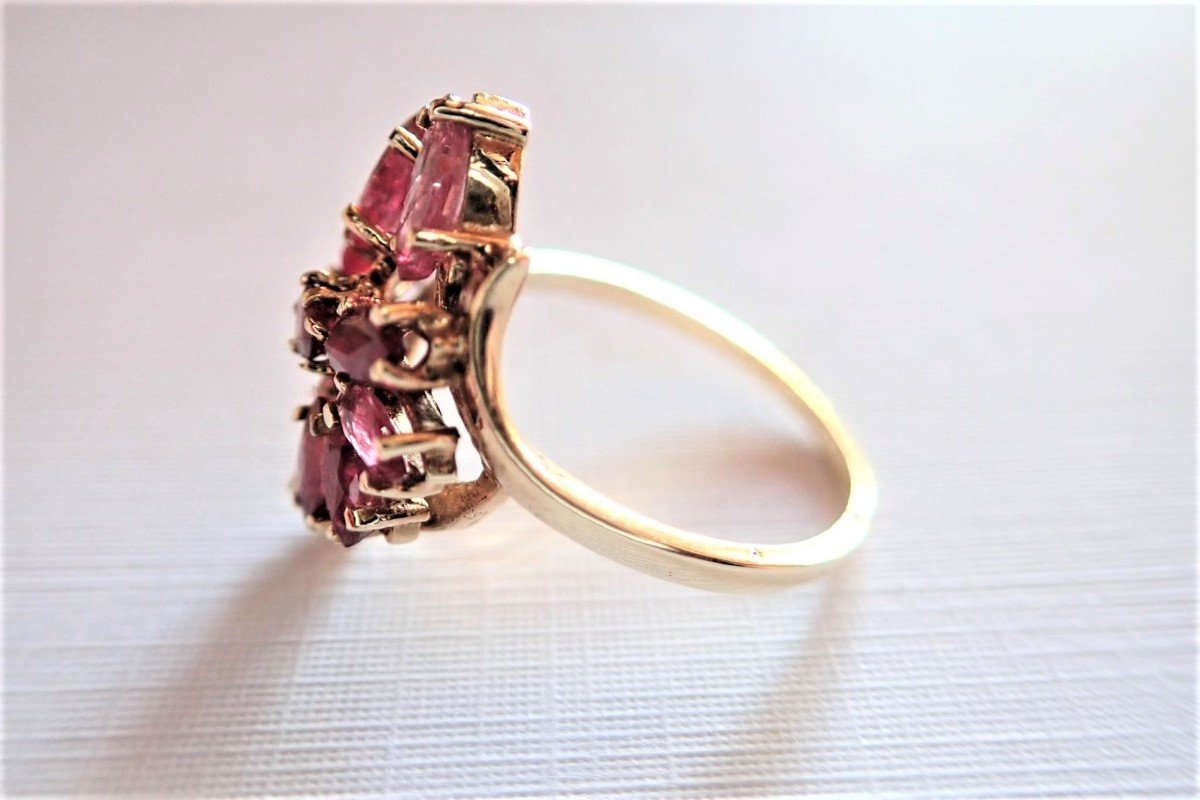Gold Navette Cut Ruby Ring-photo-3