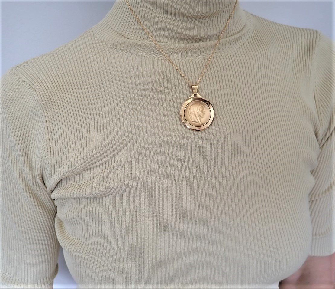 Holy Virgin Medal 18k Gold-photo-4