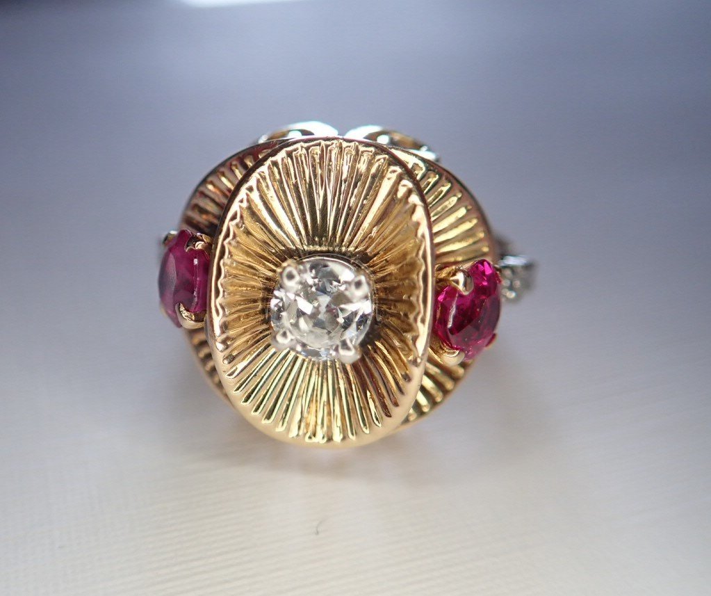 Art Deco Diamond And Ruby Ring-photo-2