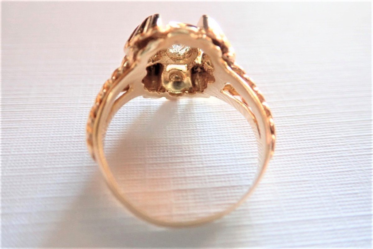 Art Deco 18k Gold Diamond Ring-photo-3