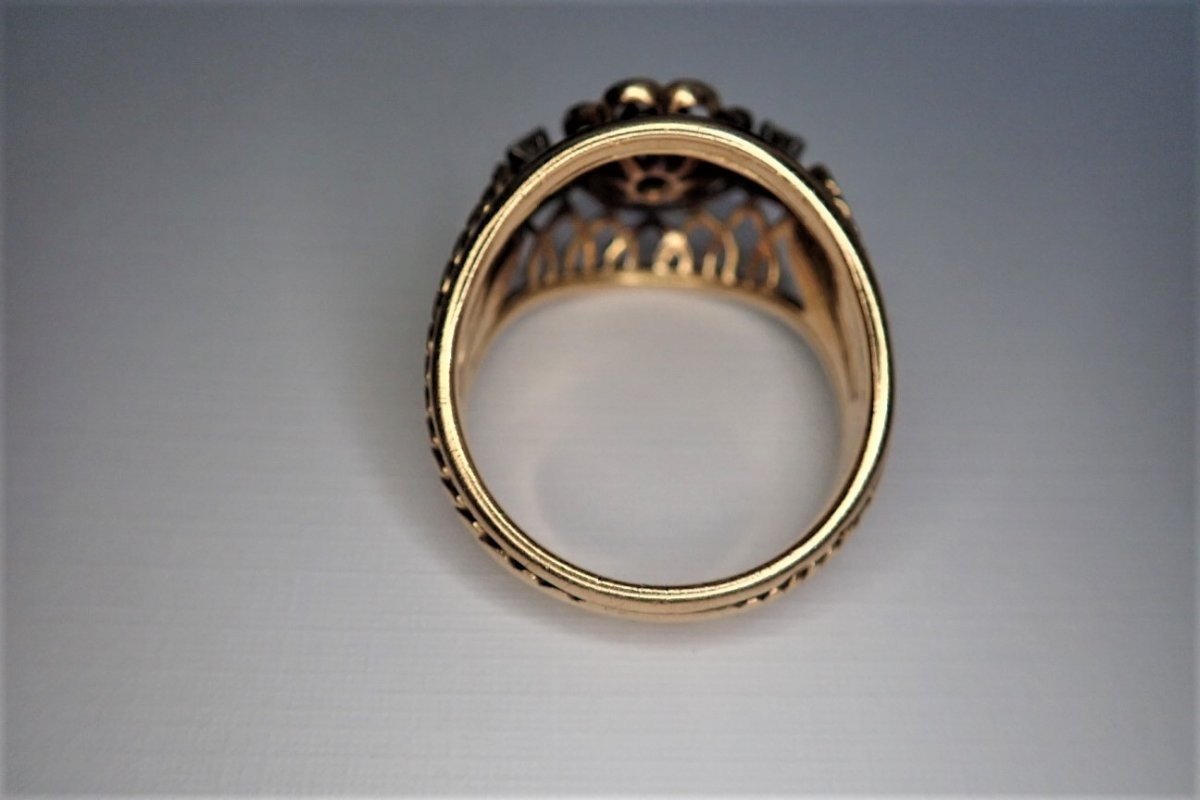 Art Deco 18k Gold Diamond Ring-photo-2