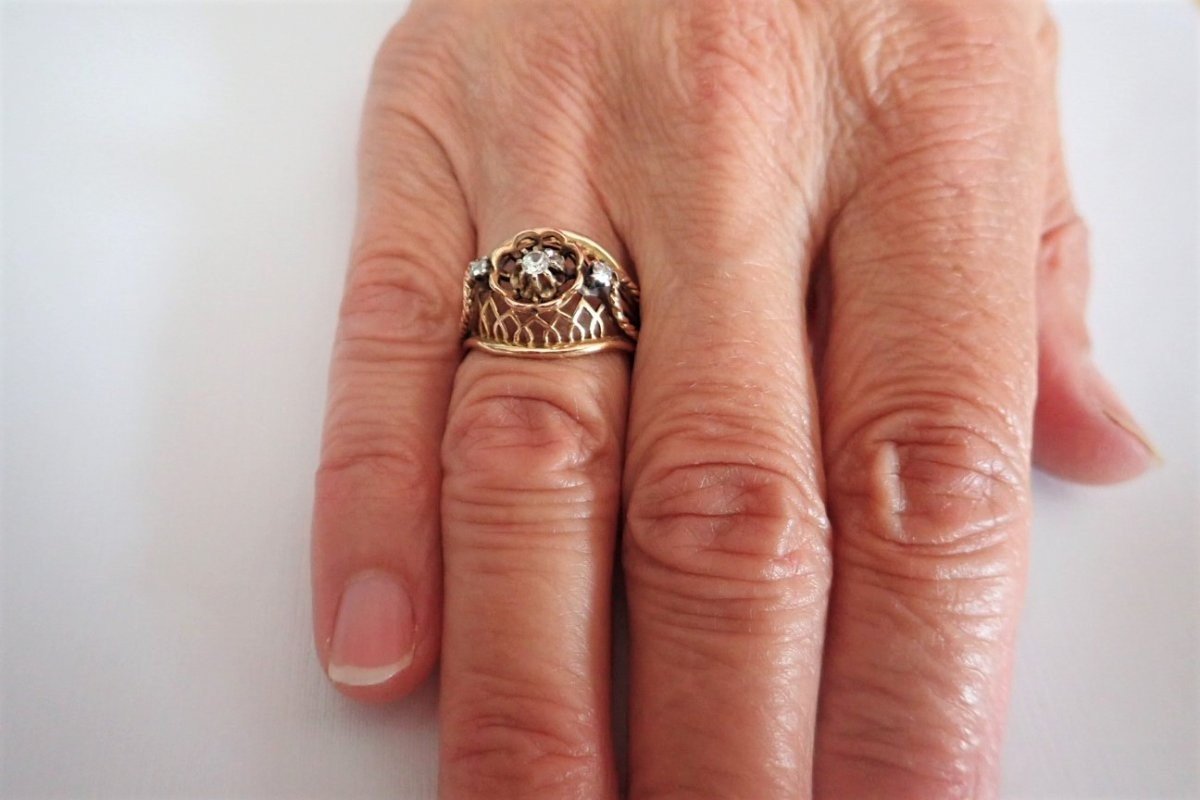 Art Deco 18k Gold Diamond Ring-photo-3