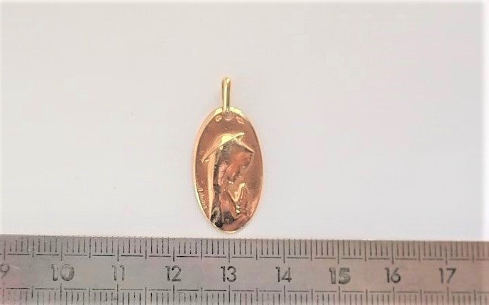 Virgin Medal Signed Augis Gold 18 Carats-photo-3