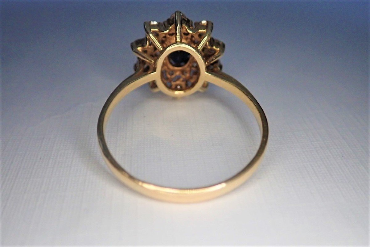 Bague Saphir Et Diamants Or 18 Carats-photo-3
